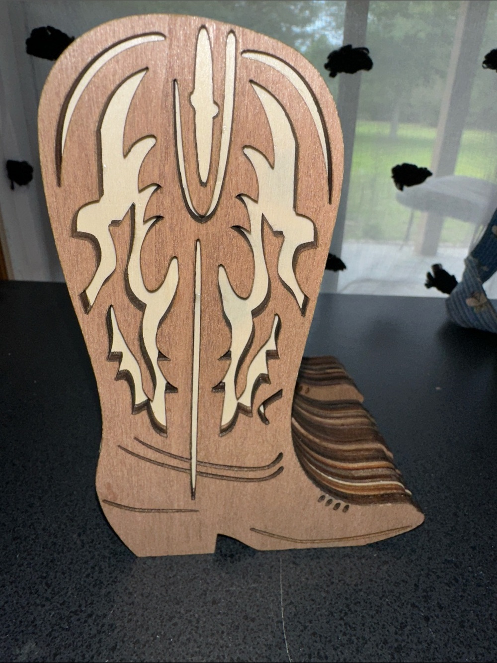 3 pieces Rustic Wooden Cowboy Boot flower vase - Brown